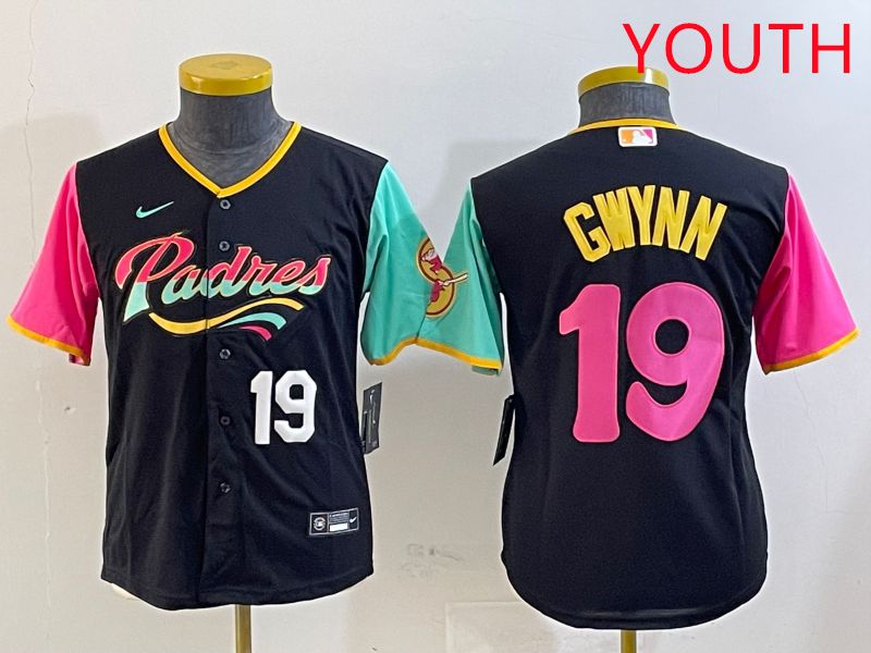 Youth San Diego Padres #19 Gwynn Black City Edition Game 2025 Nike MLB Jersey style 4